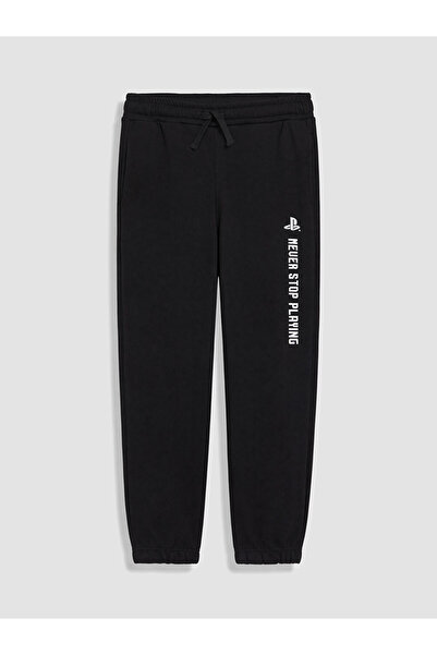 LC Waikiki Black Playstation Printed Boys' Jogger Sweatpants