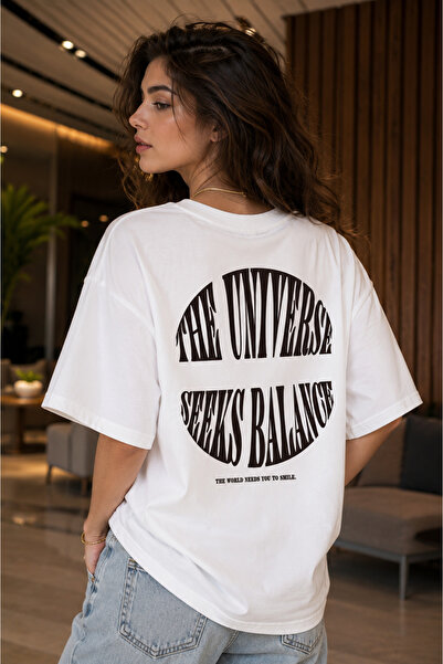 Clothify Unisex Oversize the Universe Printed Premium T-Shirt 100% Cotton Cre...