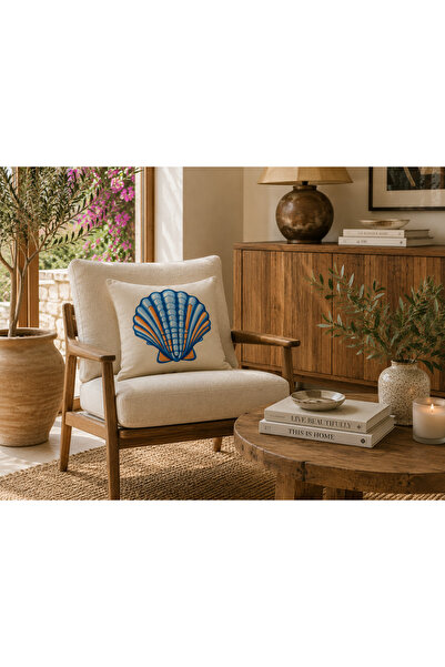 R-EYLA Reyla Costa Bianca Seashell Decorative Cushion Cover 45X45 cm Double-S...