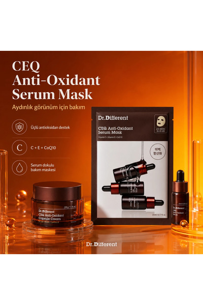 Dr.Different Ceq Anti-Oxidant Serum Mask - Barrier Repair Radiance Mask Set Containing Vitamin E & Niacinamide (5 Pieces)