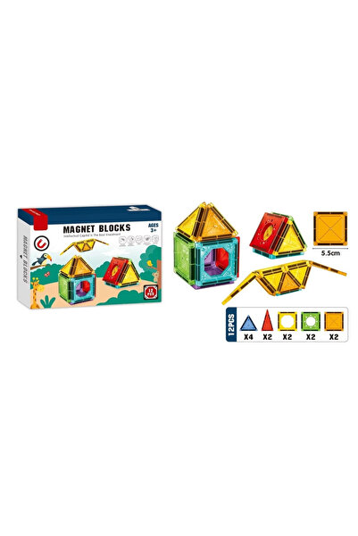 Stuniko ® Set 12 Piese Blocuri Magnetice de Construcție 3D Montessori – Joc E...