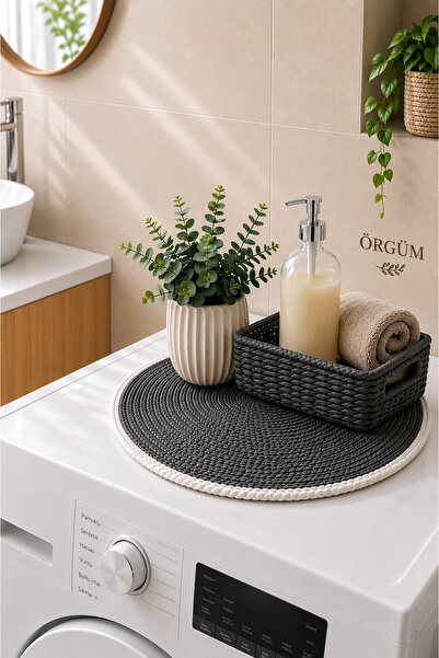 ÖRGÜM Machine Cover 43X43 cm Handcrafted Wicker Look Cover