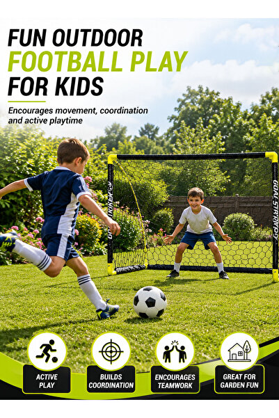 Innov8 Sports Innov8 by Hostfull Folding Soccer Goal Set for Kids, 137 x 91 x 91 cm Portable Football Net with Push-Button Folding Joints, Fiberglass Support Pole, 4 Ground Stakes, Outdoor Play, Age 5+