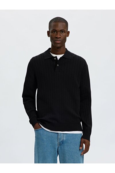 SELECTED Polohemd aus Strick Baumwoll