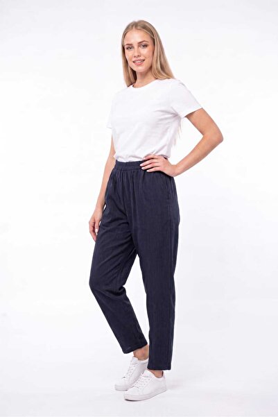 dolcemix Women's Carrot Model Muslin Gabardine Mixed Comfortable Cut Pants