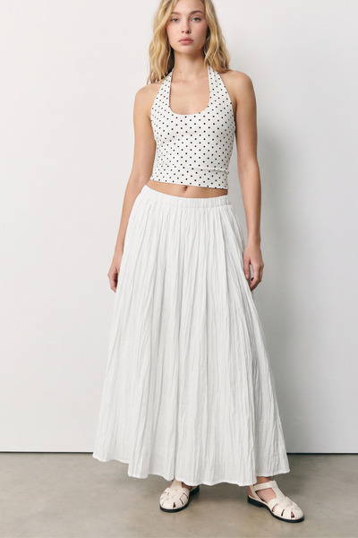 VODENS Voile Fabric Crushed Long Lined Skirt