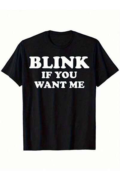 KYMC07 تي شيرت بطباعة "Blink If You Want Me" للرجال والنساء - قميص قطني 100٪ ...