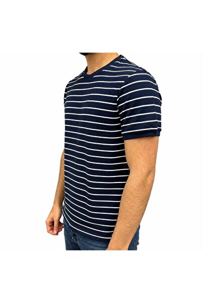 Erkek Beyaz Bisiklet Yaka T-shirt Ringel Mini Waffle Tişört