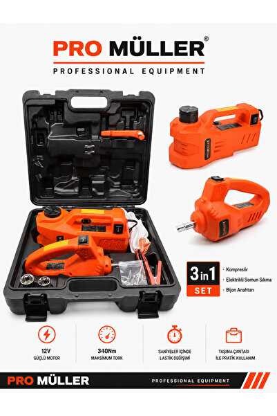 Pro Müller Alman Elektirikli 5 Ton Araba Kriko Kiti 12 V Hidrolik Kriko Bijon...