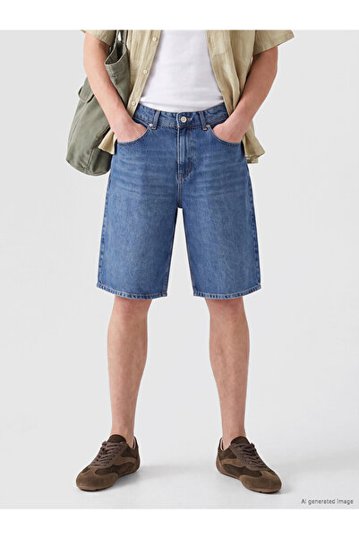 LC Waikiki Vizyon New Season Indigo Loose Fit Men's Jean Shorts