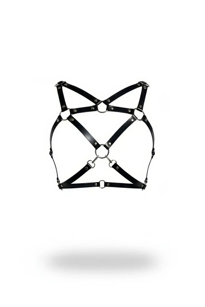Angels Passion Black Women's Belt Metal Ring Detailed Cross Body Accessory