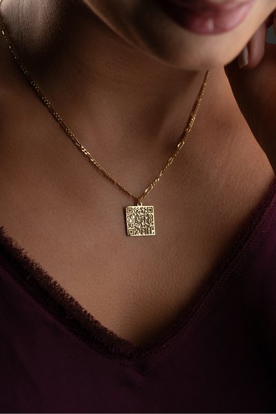 beonejewelry 925 Ayar Gümüş Kişiye Özel Karekod Baskılı Kolye