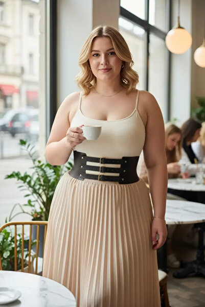 Angels Passion Plus Size Black Women's Corset Belt with Three Buckles Wide Wa...