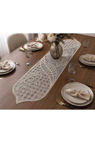 diabella Çınar Desen 5 Piece Living Room Tablecloth Set Beige