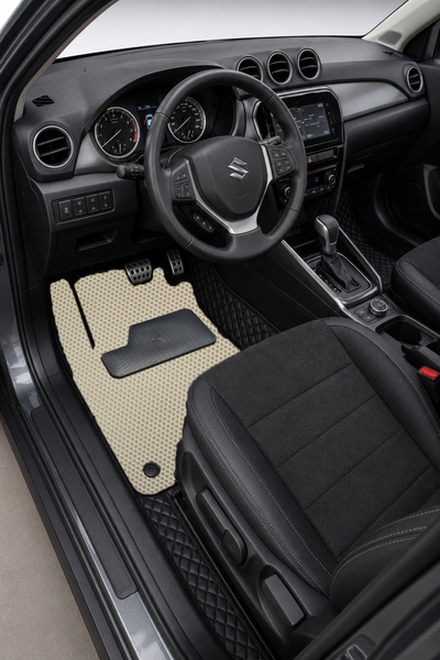 PASPASGRAFT Suzuki Siyah 8D Deri Tam Kaplama Havuzlu Oto Paspas + Bej EVA Çif...