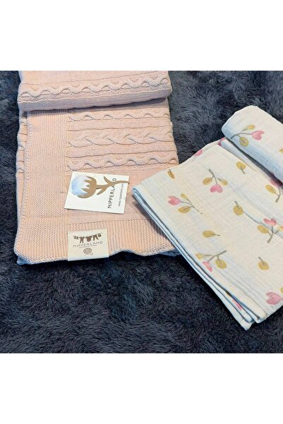 Mummys Love 2-Piece Baby Blanket Set - 100% Natural Cotton Muslin & Wool - Be...