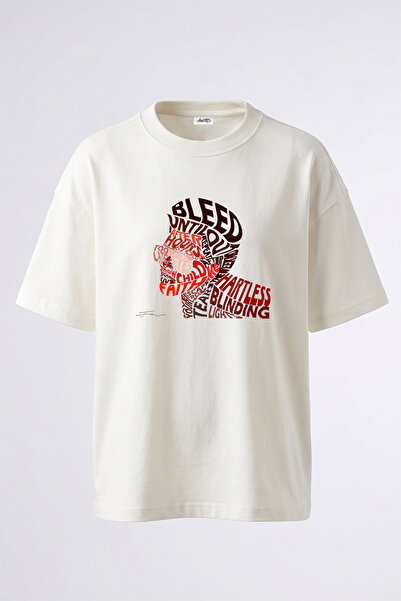 Anetos The Weeknd_32 Design Printed Oversize White T-Shirt