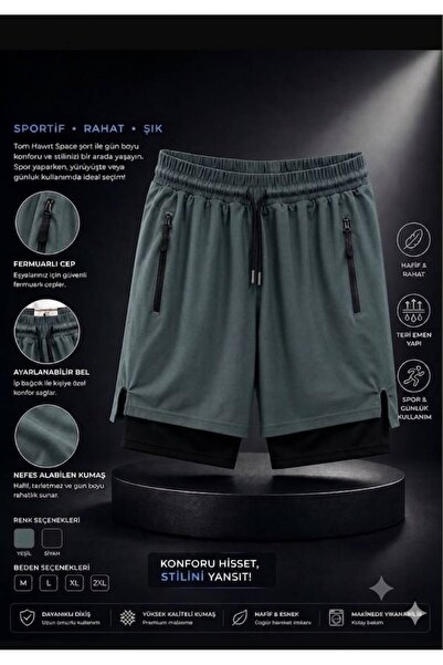 mikam Men's Tight Shorts Sports Parachute Fabric Waterproof Tights Bi̇ti̇şi̇k