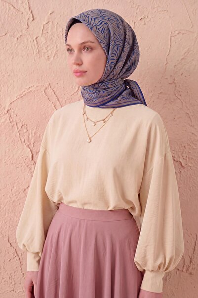 Silk Home وشاح ناعم لينا فلورا أزرق داكن 90x90