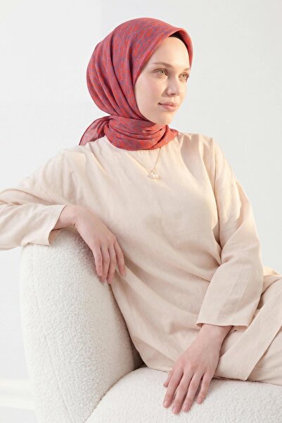 Silk Home Soft Eşarp Zincir Desen Parlak Turuncu 90x90