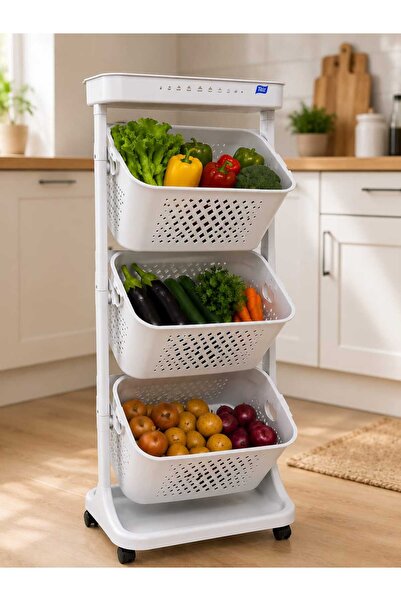Titiz 3+1 katlı Sepetli Organizer/Oyuncak Sepeti/Sebzelik/Düzenleyici