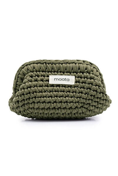 Maata Organics Kadın Örgü Clutch Çanta | Büzgülü Portföy El Çantası ve Makyaj...