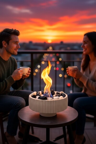 Technow Home GBD Taş Döküm Dumansız Masa Şömine Ateş Çukuru (500ml Bioethanol...