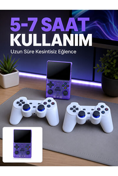 Lisinya 3.5 İnç IPS Ekranlı Çift Kablosuz Kollu Taşınabilir Retro Oyun Konsolu -
