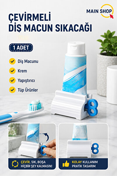 MAİN SHOP Çevirmeli Diş Macunu Sıkacağı Manuel Tüp Sıkıcı Aparat Krem ve Yapı...