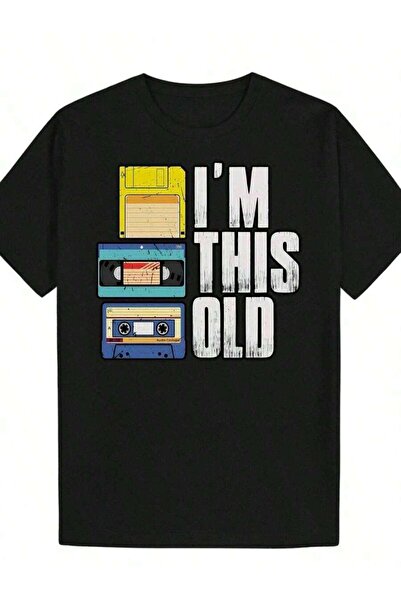 45 BPM تي شيرت I'm This Old Nostalgic Retro Media Objects مريح وعصري برقبة دا...