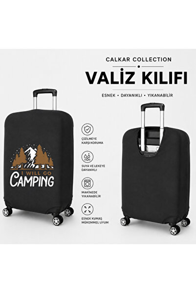 CALKARCOLLECTION غطاء حقيبة سفر أسود مطبوع من Travel Mode5، واقي للحقائب
