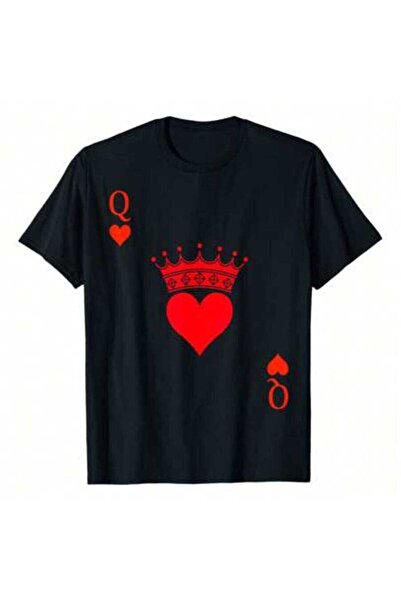 4Car Queen Of Hearts Matching Couple Saint Valentine's Gifts T-Shirt, 220g Pu...