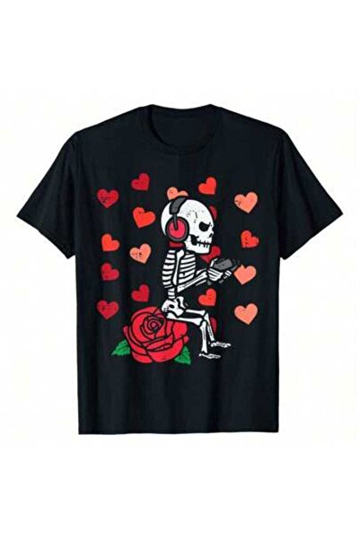 799 Valentine Day Gamer Skeleton Gaming Men Boys Kid Youth Teen T-Shirt, 220g...