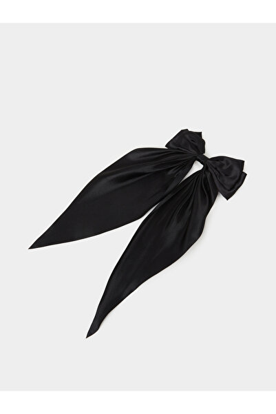 Styli Teen Girls Black Satan Bow Hair Clip