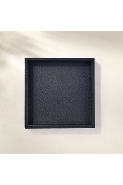 Qua Home Ryta Dekoratif Deri Tepsi Siyah 22x22x2,5 Cm