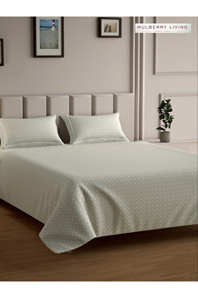 Mulberry Living By Styli ملاءة سرير مسطحة من القطن 100% مقاس كوين مع غطاءين ل...