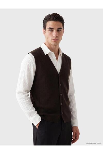 LC Waikiki Regular Fit V-Neck Men's Knitwear Vest (W6)