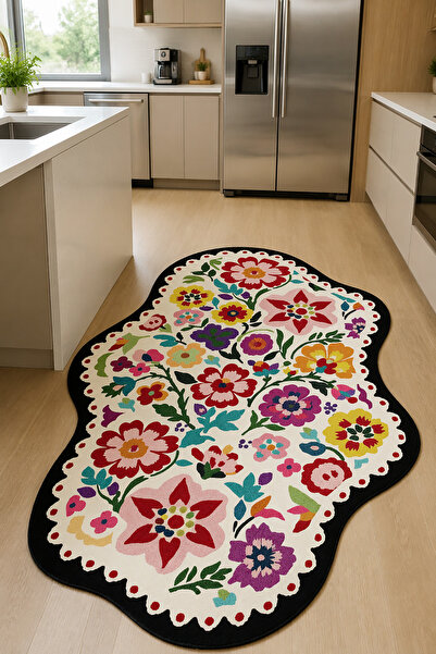 Decomia Home Dijital Kaymaz Yıkanabilir Renkli Salon Halısı Mutfak Halısı Koridor Halısı