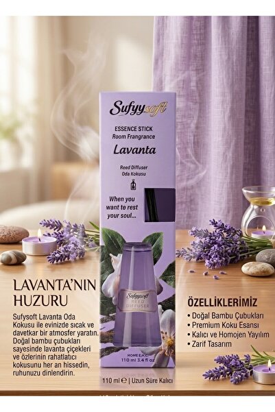 RED KİTCHEN Sufyysoft Lavanta Esanslı Oda Kokusu 110 ml - Rahatlatıcı Etkili Siyah Bambu Çubuklu