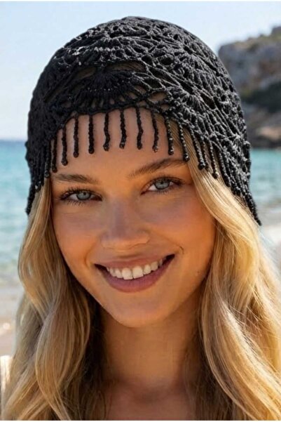 Uniquetrenders Women's Tasseled Knitted Bandana Beanie Mesh Textured Bohemian...