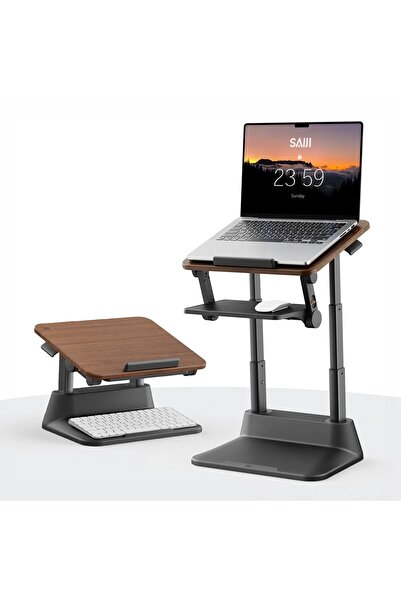 Bix Saiji D8 Ergonomik Laptop Standı Ahşap Yüzey Fare Platformlu Yükseklik Ay...