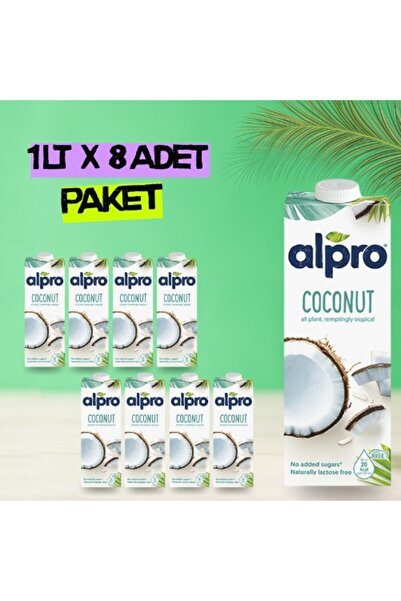 Alpro Hindistan Cevizi Sütü 8 x1 L Vegan Laktozsuz Bitkisel Bazlı