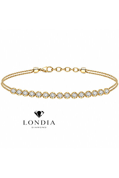 londia tr 0.50 Karat Doğal Pırlanta Kral Tacı Tasarım Su yolu Bileklik