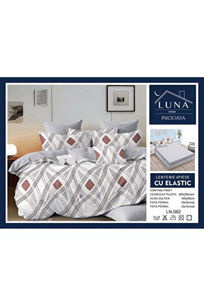 Pucioasa Lenjerie de Pat Finet Gros 6 Piese Cearceaf cu Elastic 180x200 cm