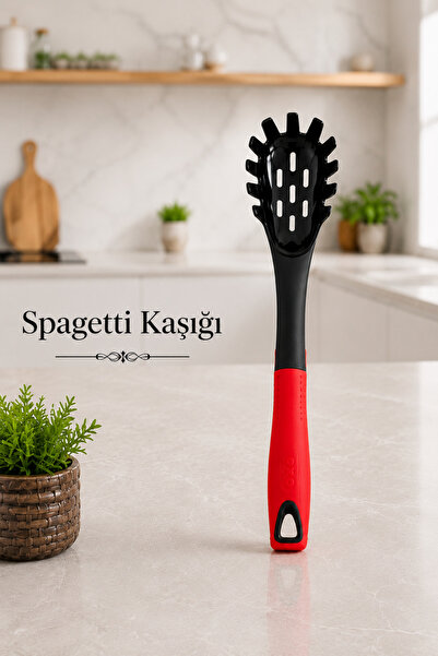 Sariva Home Spagetti Kaşığı Makarna Servis Kaşığı Isıya Dayanıklı 220°C Yapış...