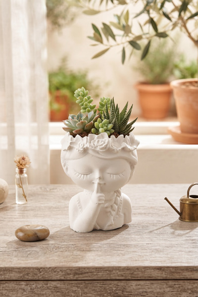 SOUL AND HEAT Sukulent Saksı, El Yapımı Obje, Dekoratif Saksı, Sus Tasarım, S...