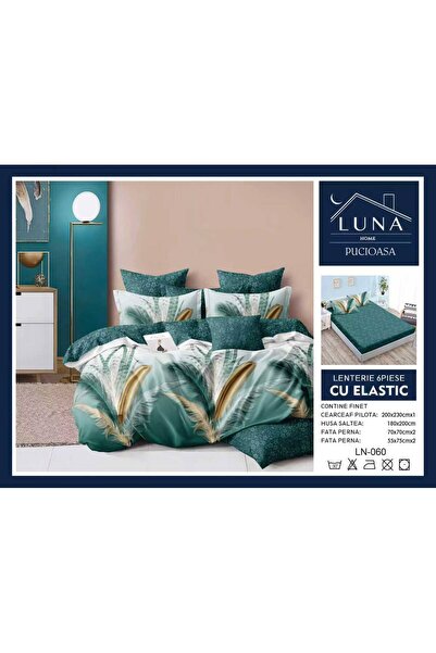 Pucioasa Lenjerie de Pat Finet Gros 6 Piese Cearceaf cu Elastic 180x200 cm
