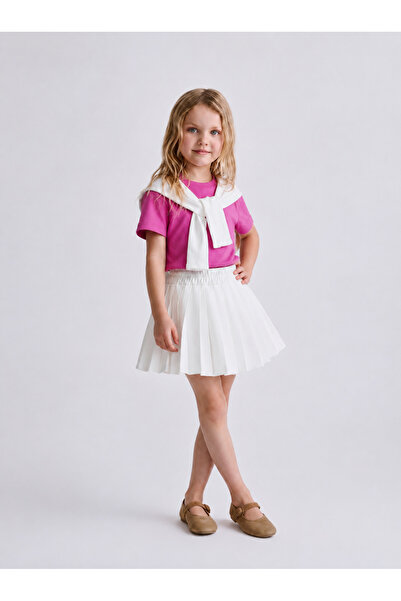 gnygiyim Girl's Stylish Skirt Set – Pink White / Black White, Strap Detailed ...