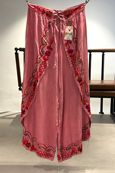sahnemoda Nakışlı Kapaklı Vaul Şalvar Pantolon