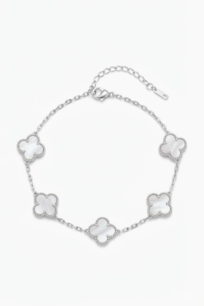 Jaida Moda Unisex Steel Bracelet with 4 Leaf Clover Figure, Tarnish-Resistant...